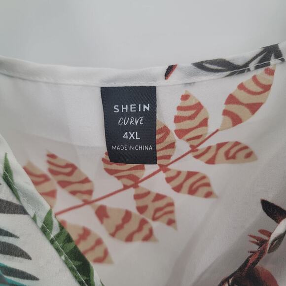 Shein Curve Tropical Sleeveless Romper Size 4XL Plus Size - Picture 3 of 5